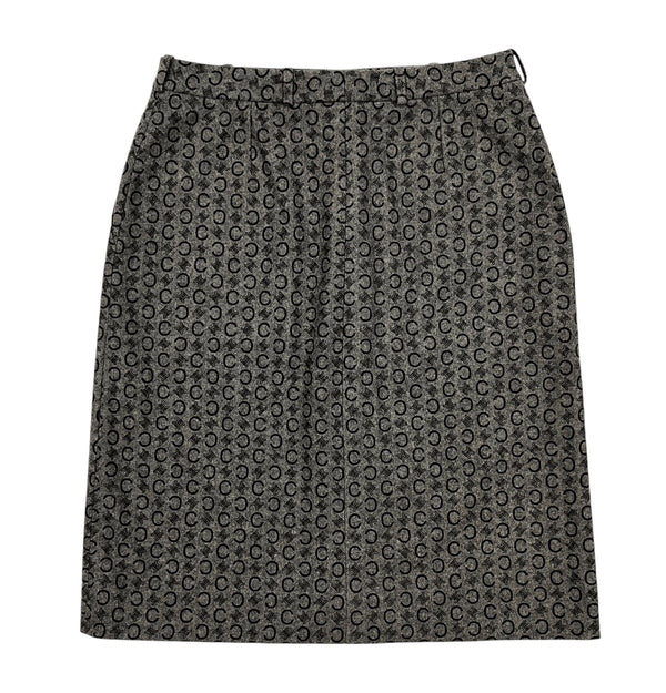 Celine Gray Wool Logo Skirt