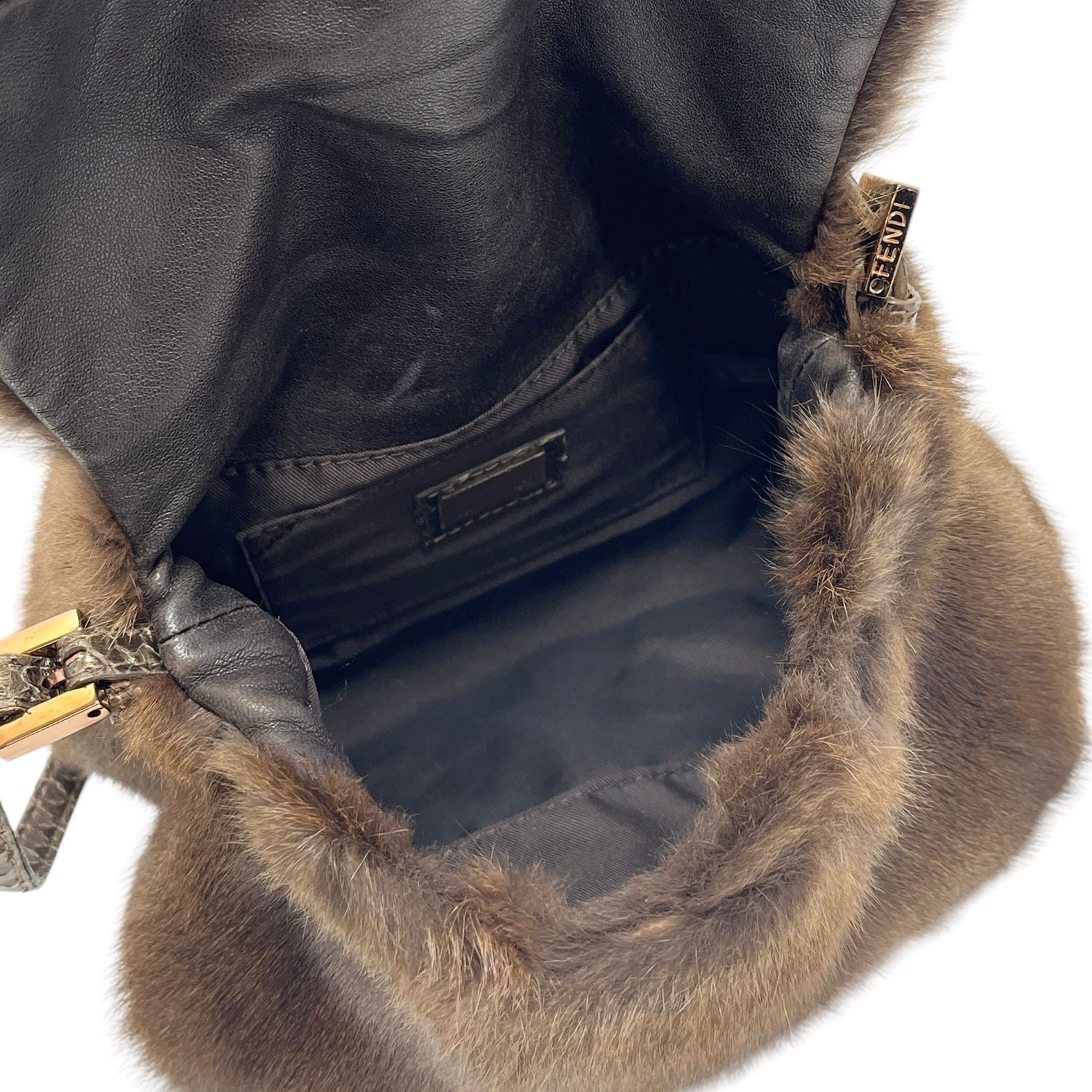 Fendi Brown Mini Fur Baguette