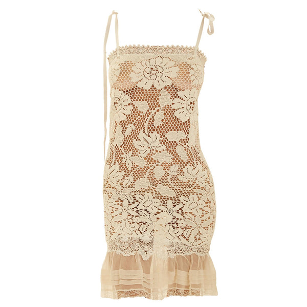 Dolce & Gabbana White Crochet Lace Slip Dress