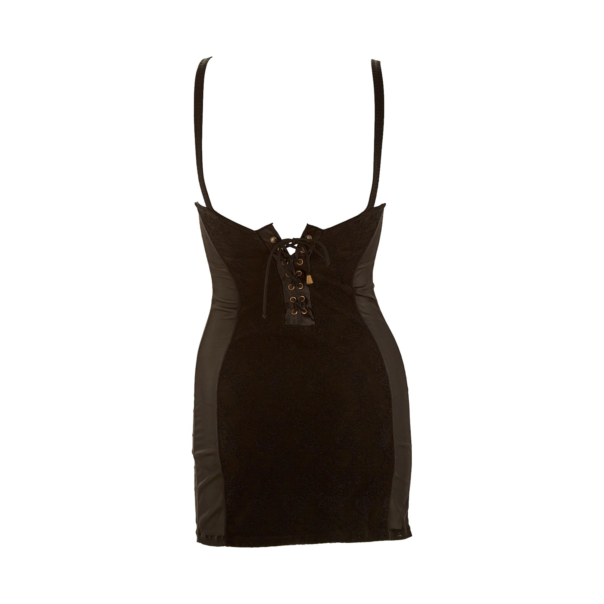 Jean Paul Gaultier Black Lace Corset Mini Dress – Treasures of NYC