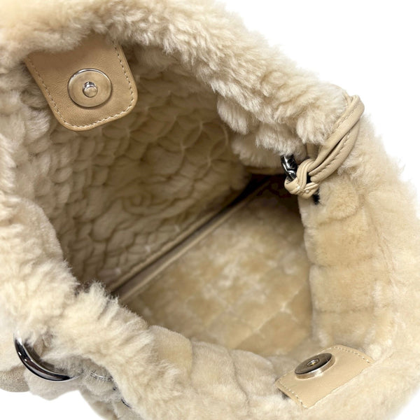 Chanel Tan Shearling Chain Shoulder Bag