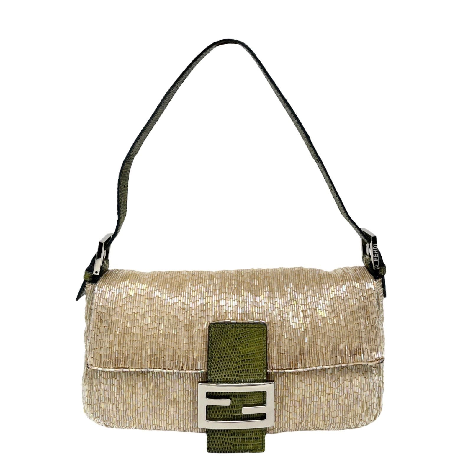 Fendi Tan Beaded Baguette