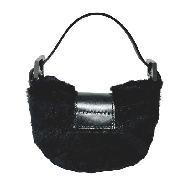 Fendi Mini Black Fur Croissant Bag