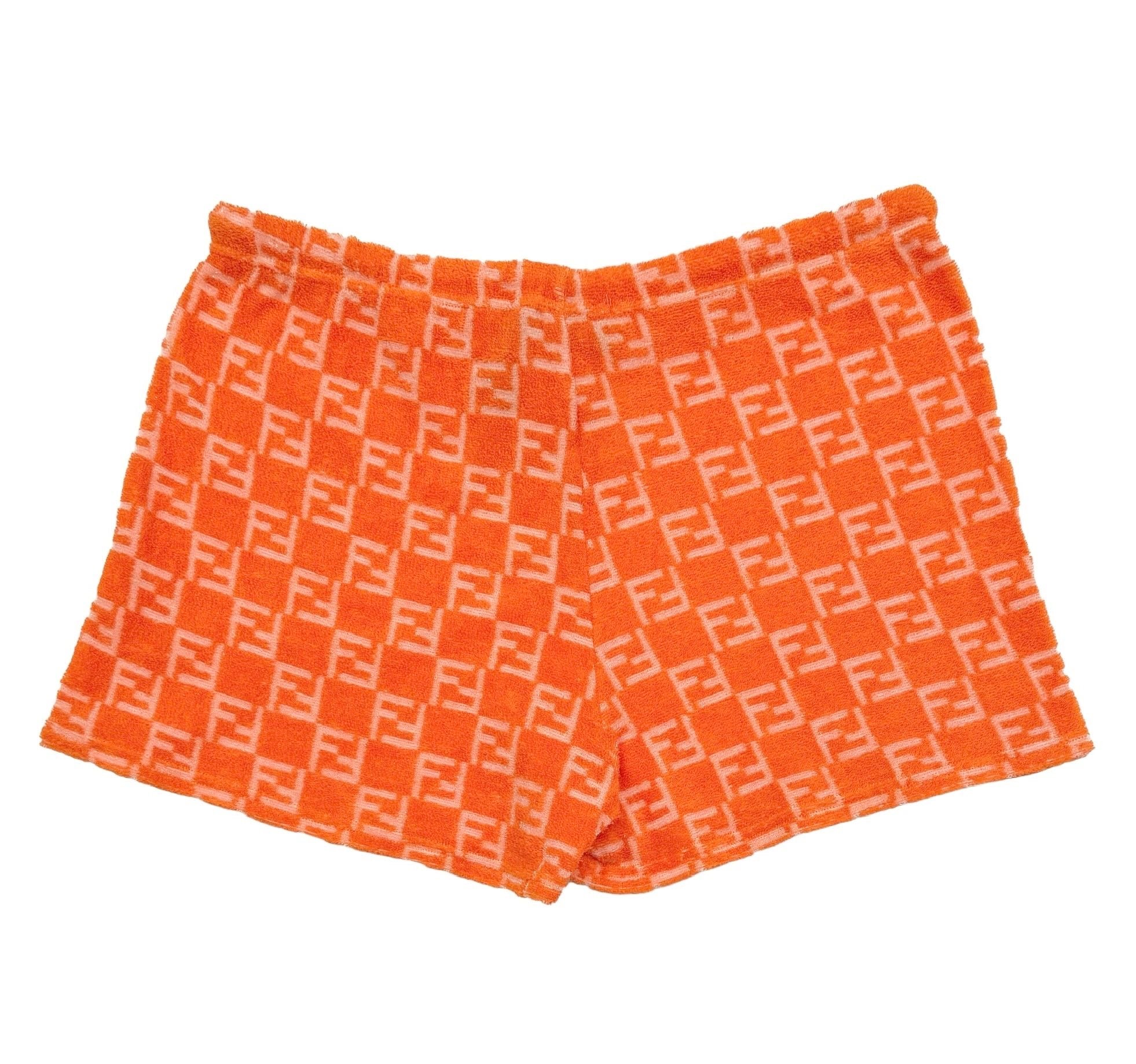 Fendi Orange Terry Logo Shorts