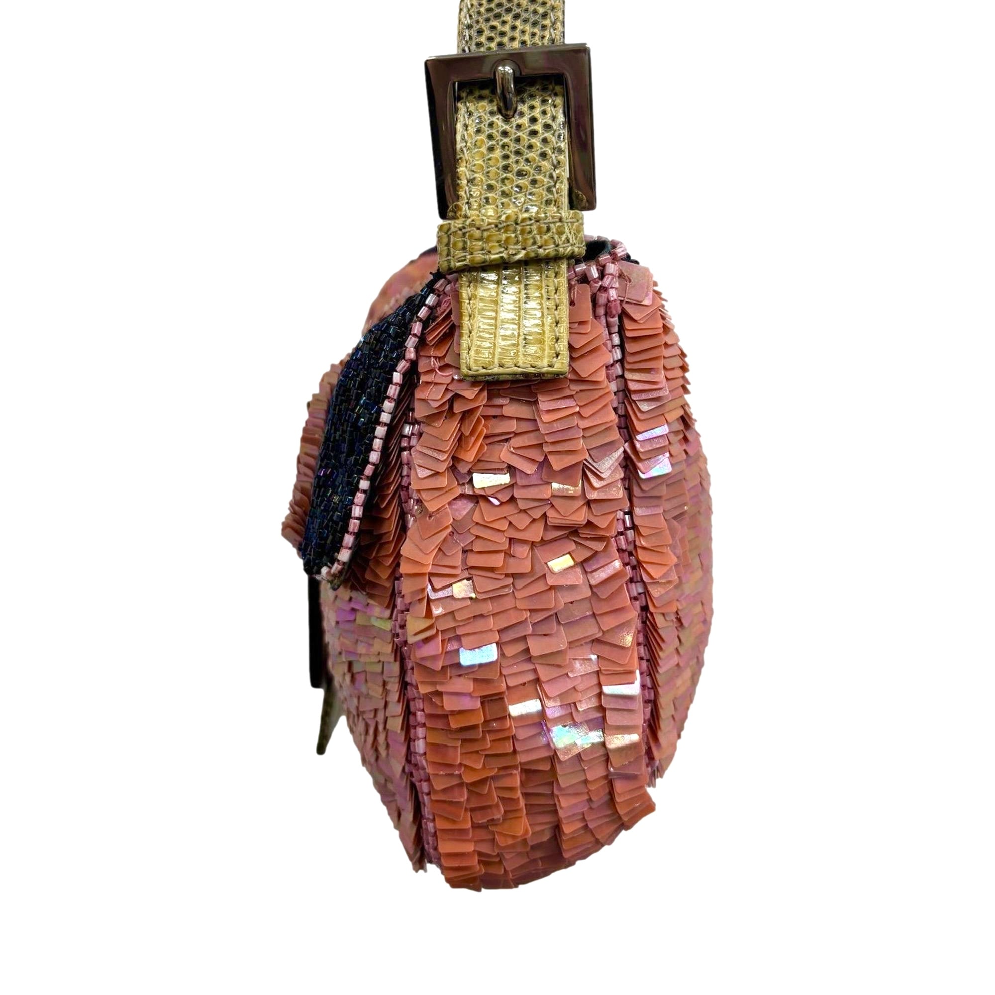 Fendi Peach Sequin Baguette Bag