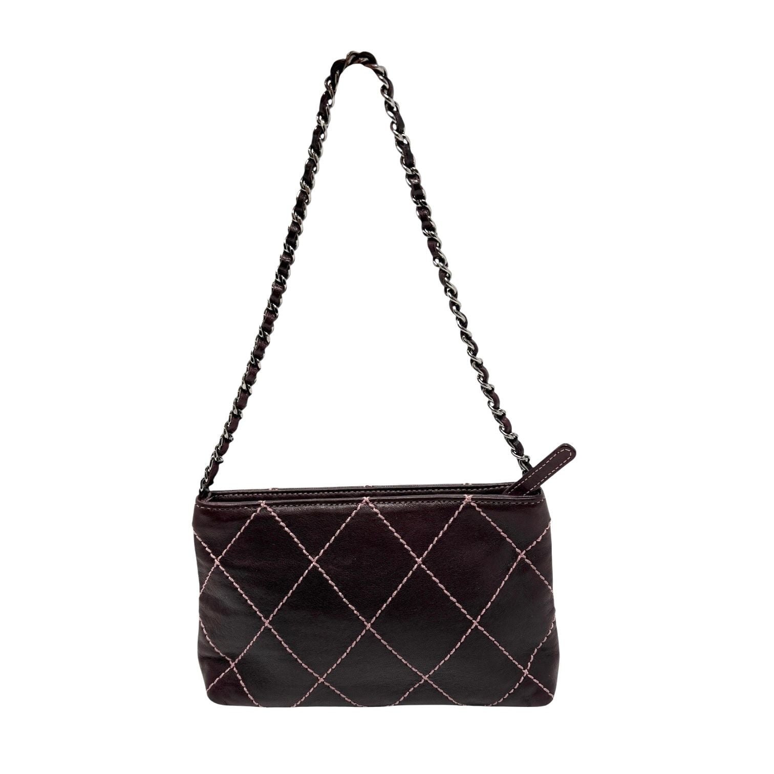 Chanel Wine Contrast Stitch Mini Chain Bag