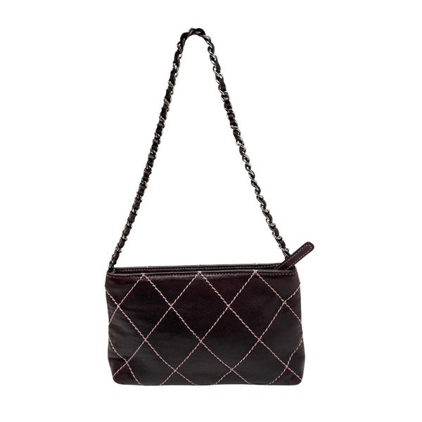 Chanel Wine Contrast Stitch Mini Chain Bag