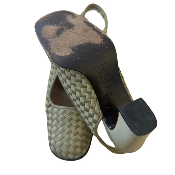 Bottega Veneta Light Olive Woven Mules