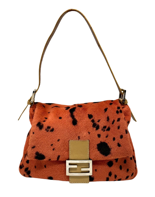 Fendi Orange Dalmation Print Baguette Bag