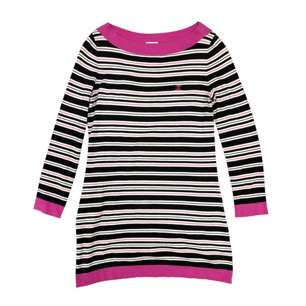 Chanel Pink Striped Off The Shoulder Dress