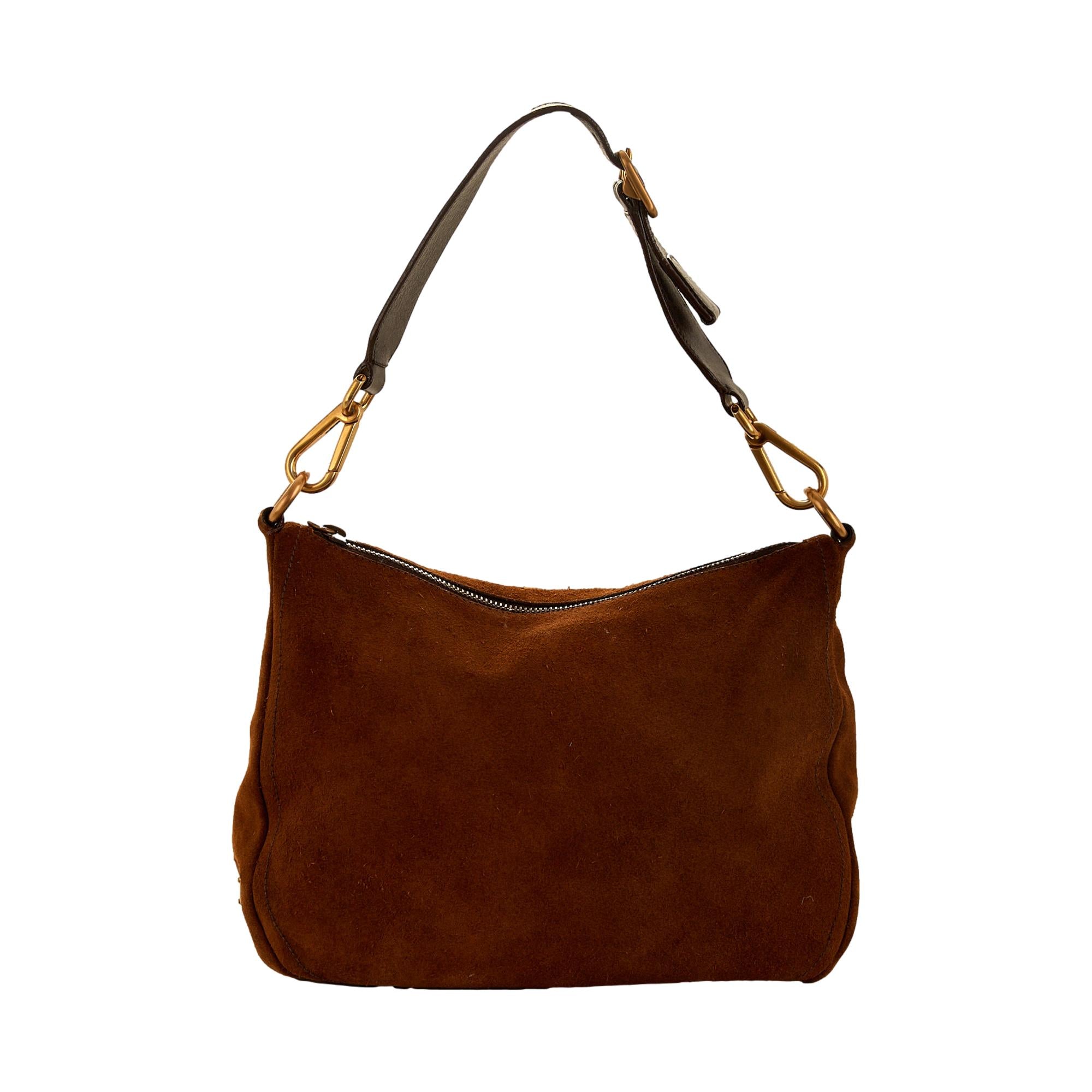 Prada Brown Suede Shoulder Bag