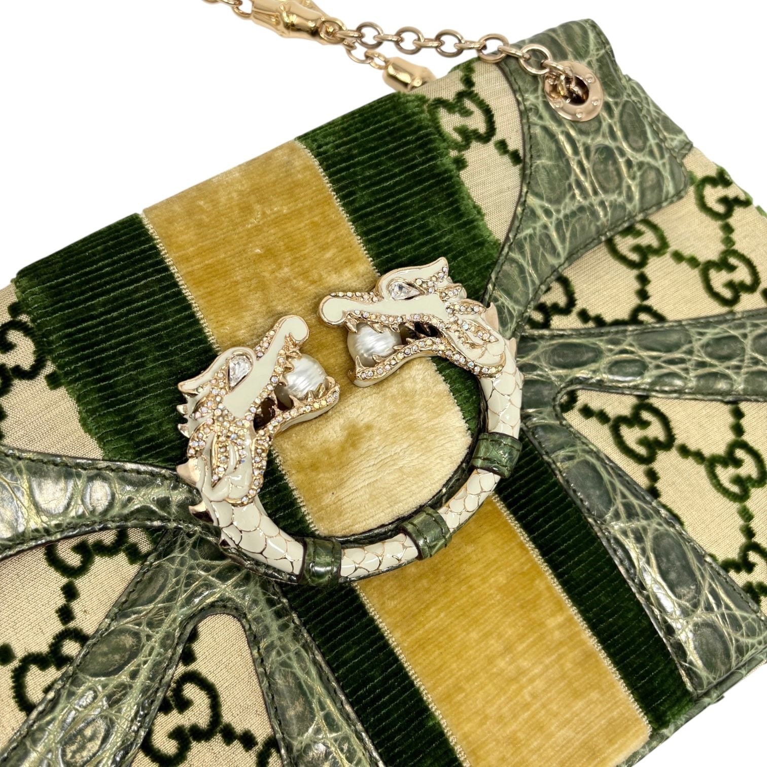 Gucci Dragon Snakeskin Bamboo Strap Bag