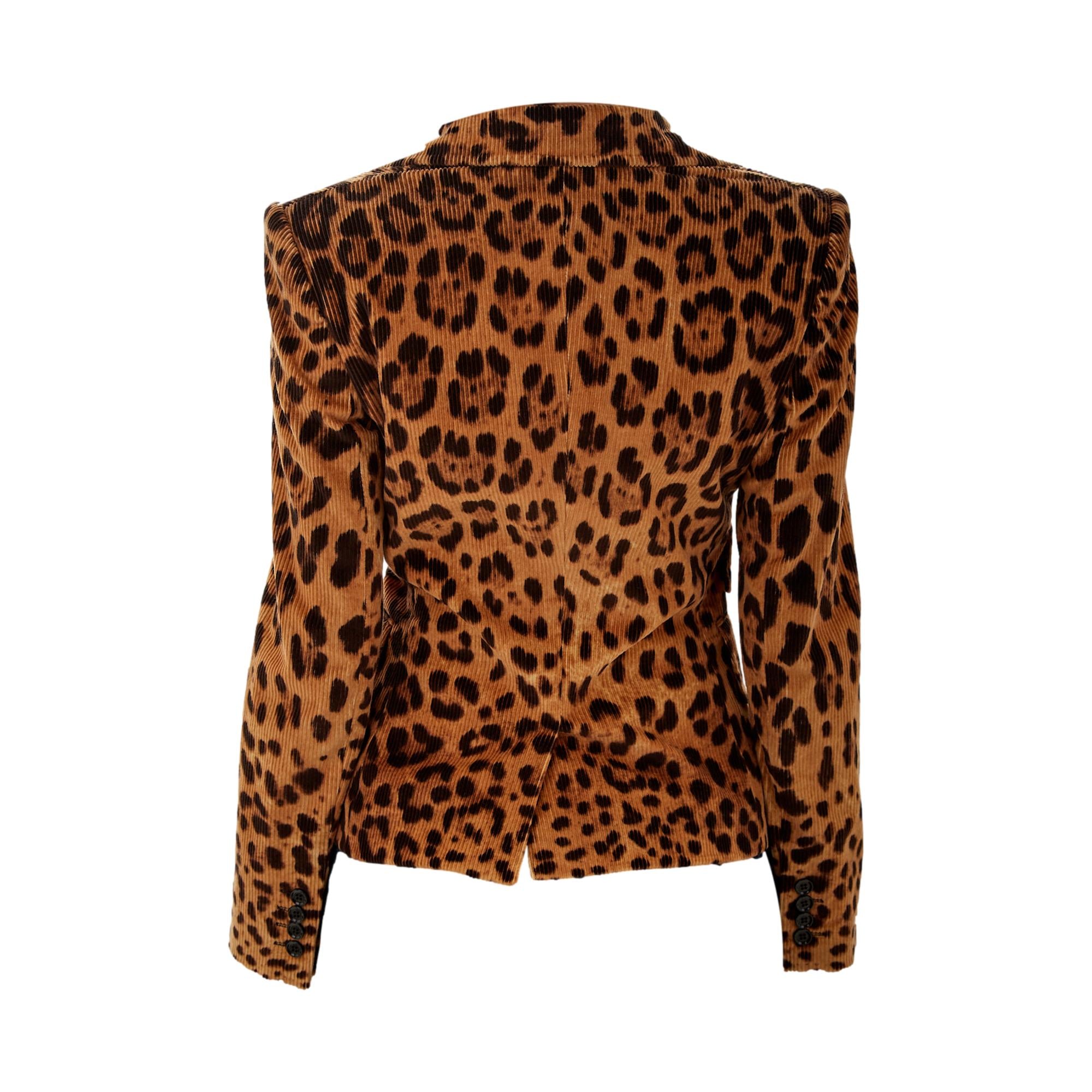 Dolce & Gabbana Cheetah Print Corduroy Jacket