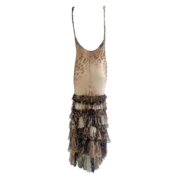 Roberto Cavalli Silk Ruffled Cheetah Gown