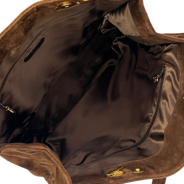 Chanel Brown Suede Shoulder Tote
