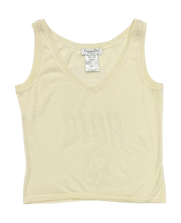 Dior Ivory Logo Sheer Logo Tank