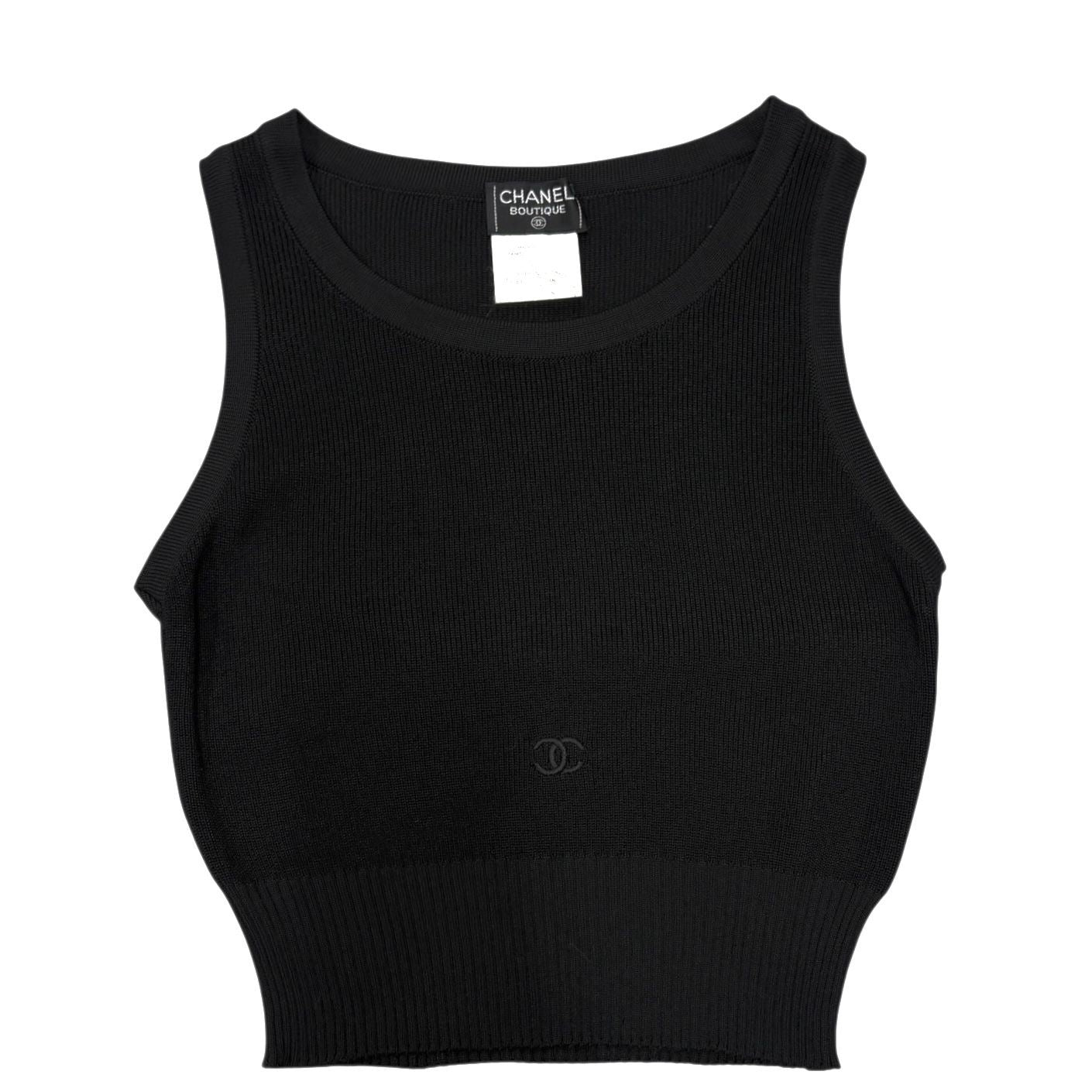 Chanel Black Logo Crop Top