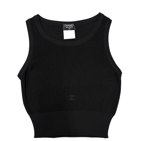 Chanel Black Logo Crop Top
