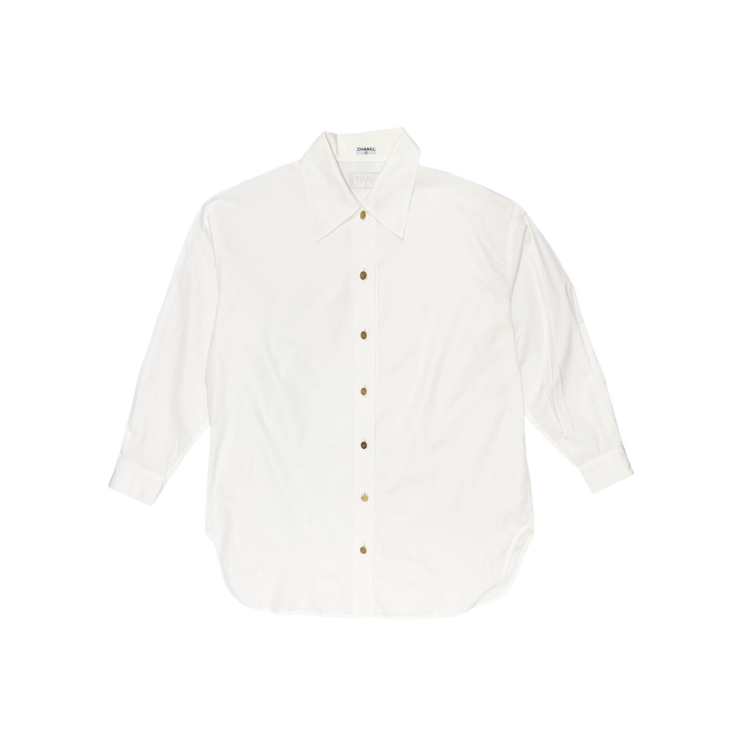 Chanel White Back Logo Button Down