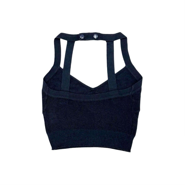 Chanel Navy Logo Crop Top