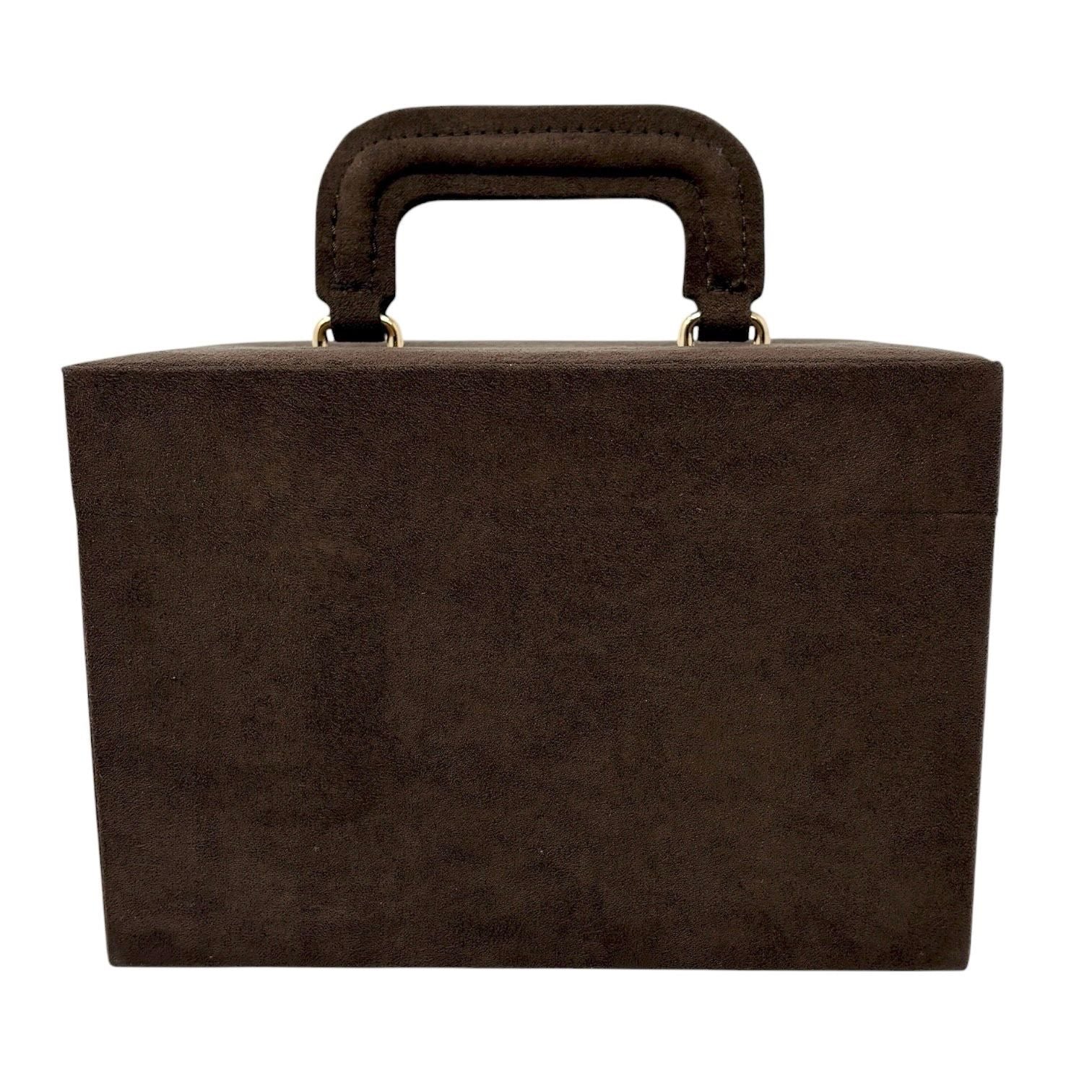 YSL Brown Suede Logo Box Bag