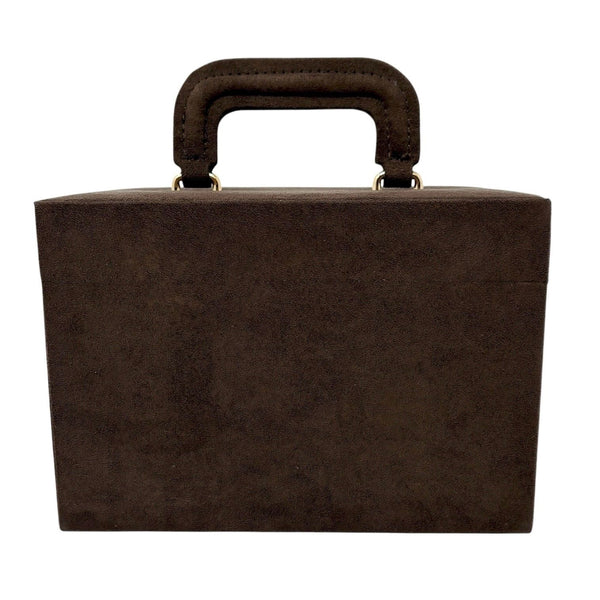 YSL Brown Suede Logo Box Bag