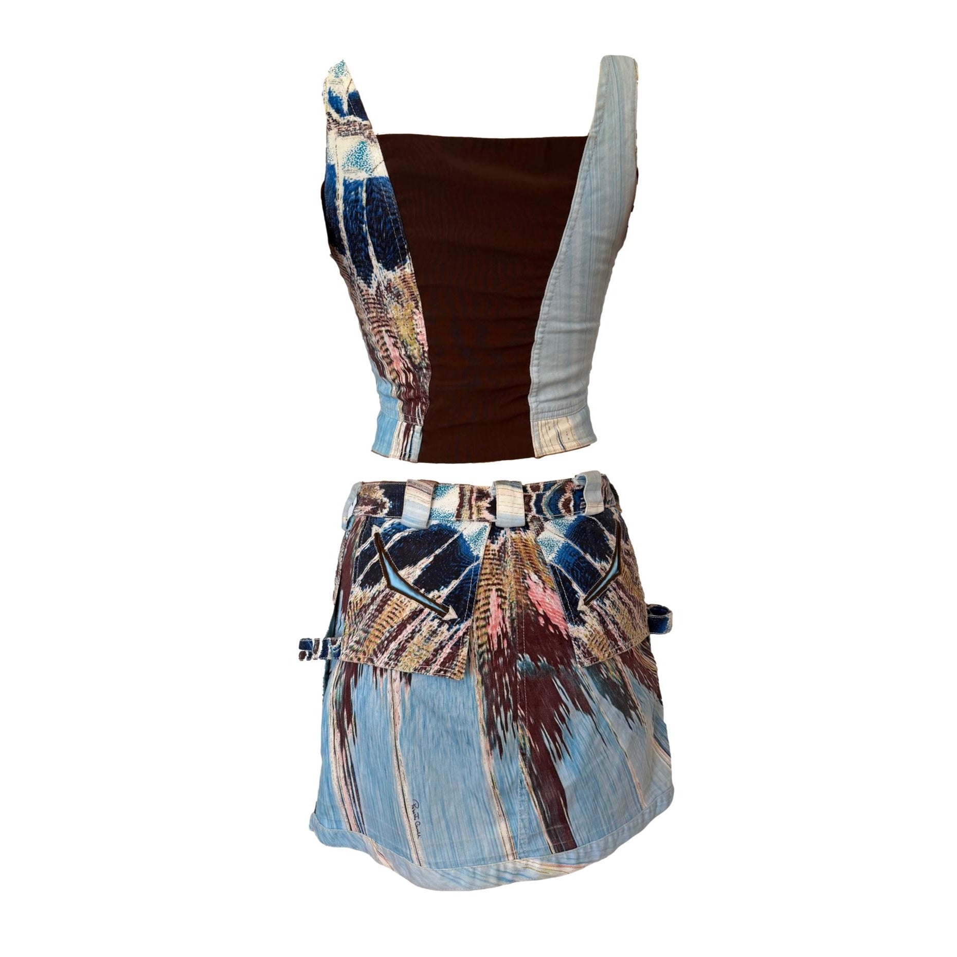 Roberto Cavalli Blue Skirt Set