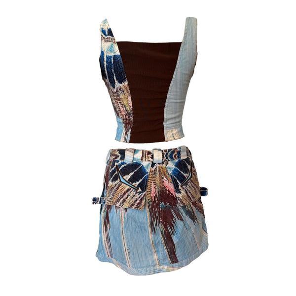 Roberto Cavalli Blue Skirt Set