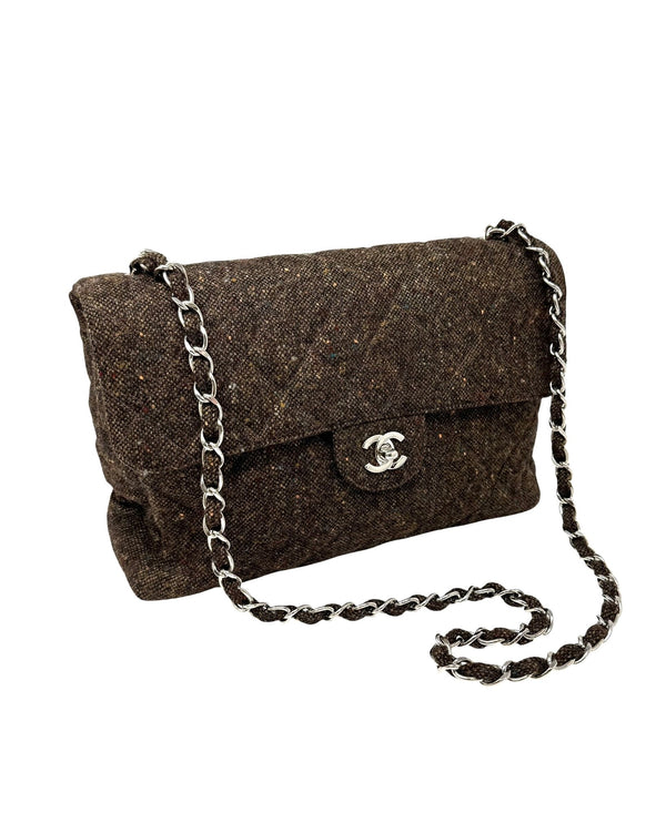 Chanel Brown Tweed Flap Bag