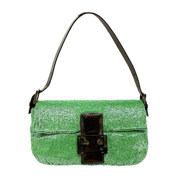 Fendi Green Beaded Baguette