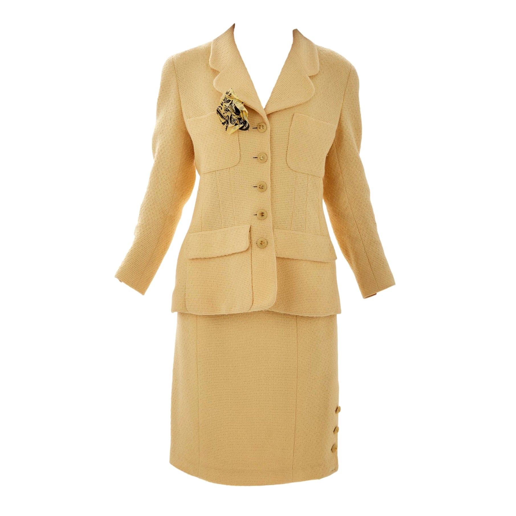Chanel Yellow Tweed Skirt Set
