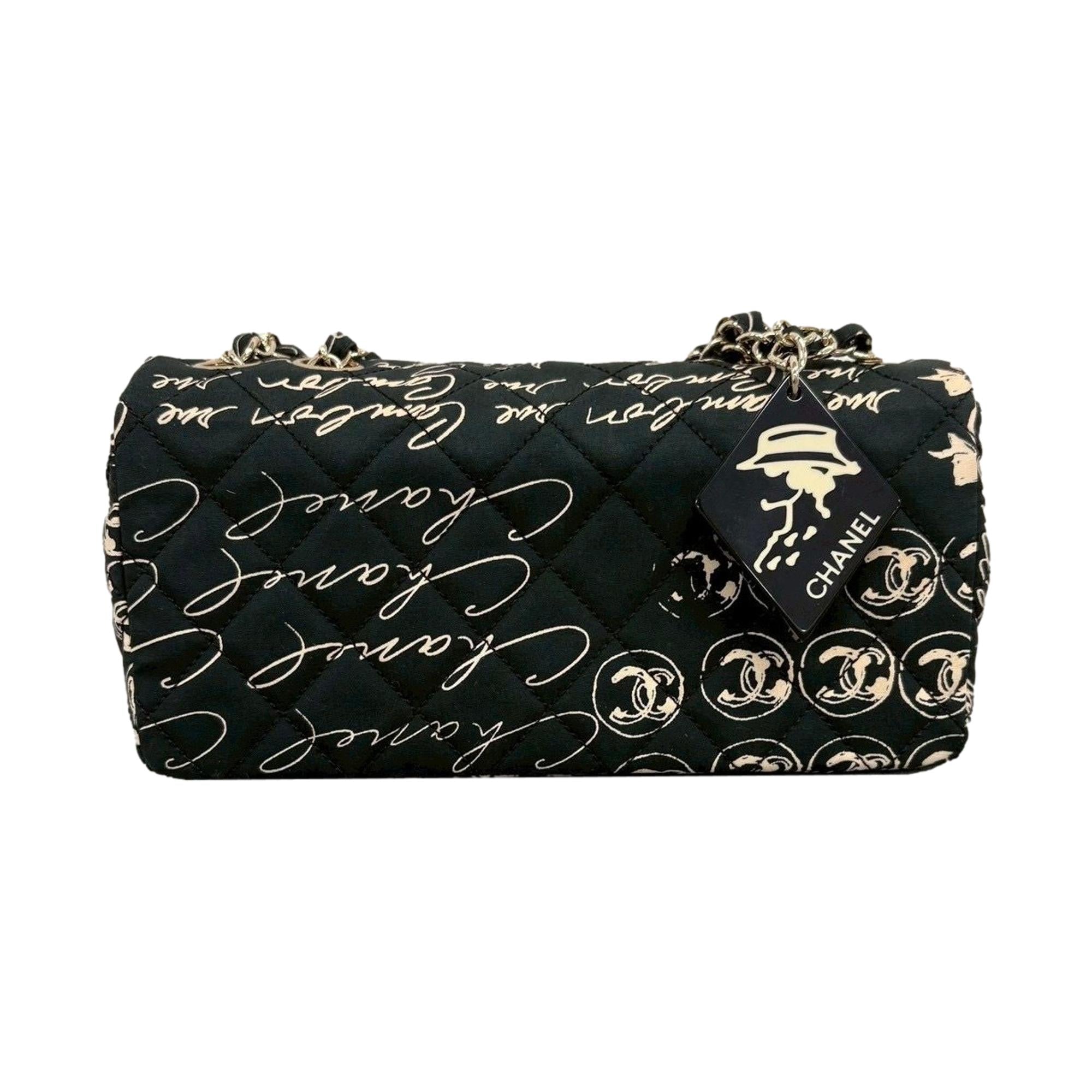 Chanel Black Coco Print Flap Bag