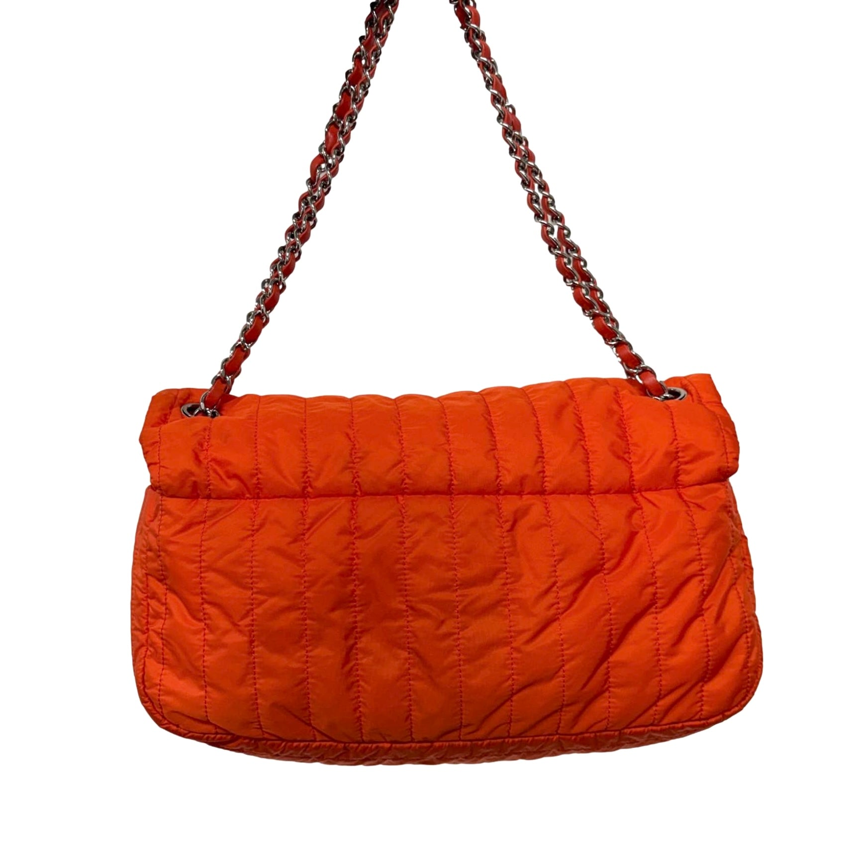 Chanel Orange Maxi Nylon Flap Bag