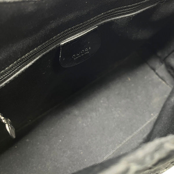 Gucci Black Velvet Logo Top Handle Bag