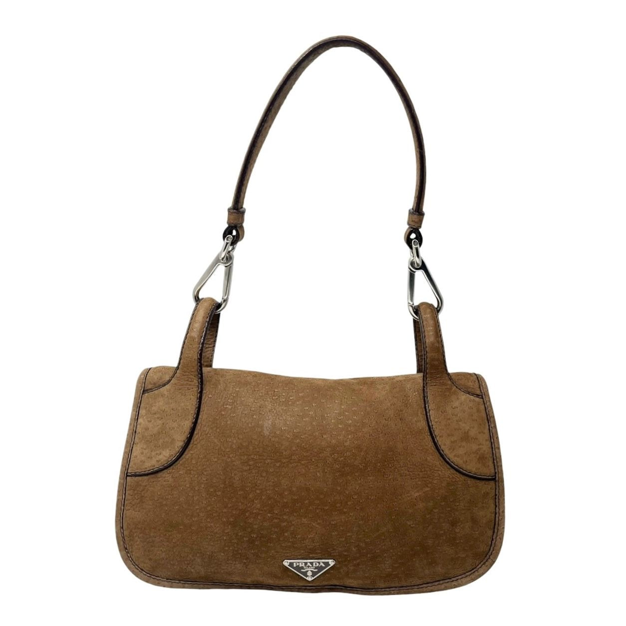 Prada Brown Suede Logo Shoulder Bag