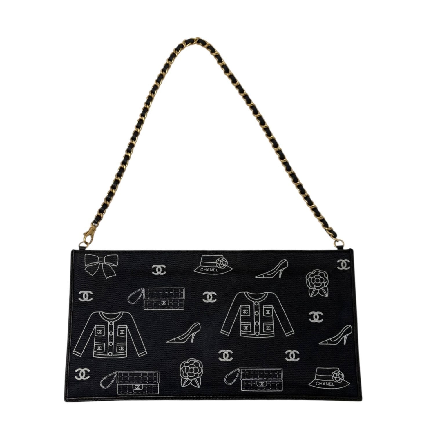 Chanel Black Icon Chain Logo Bag