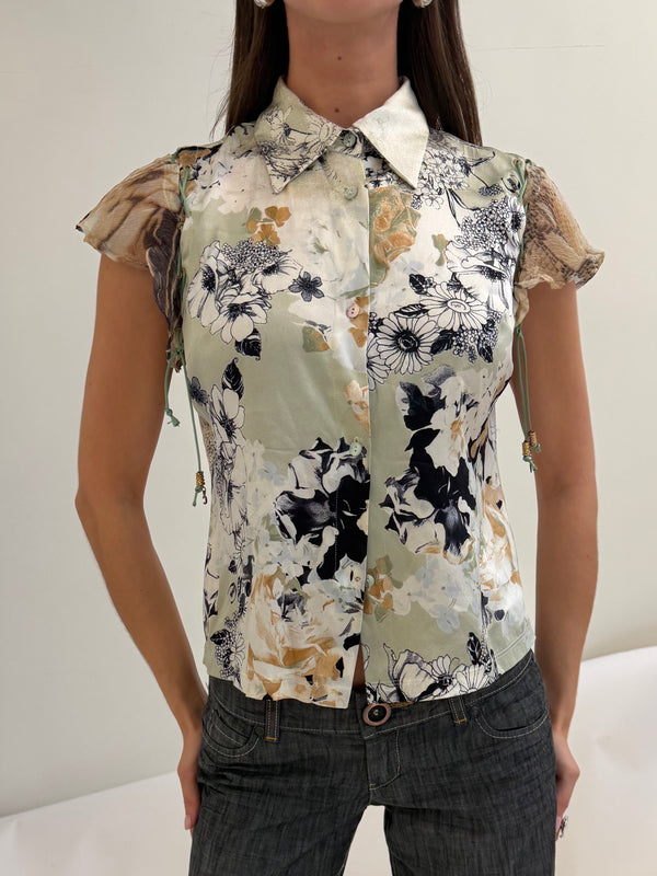Roberto Cavalli Floral Short Sleeve Top