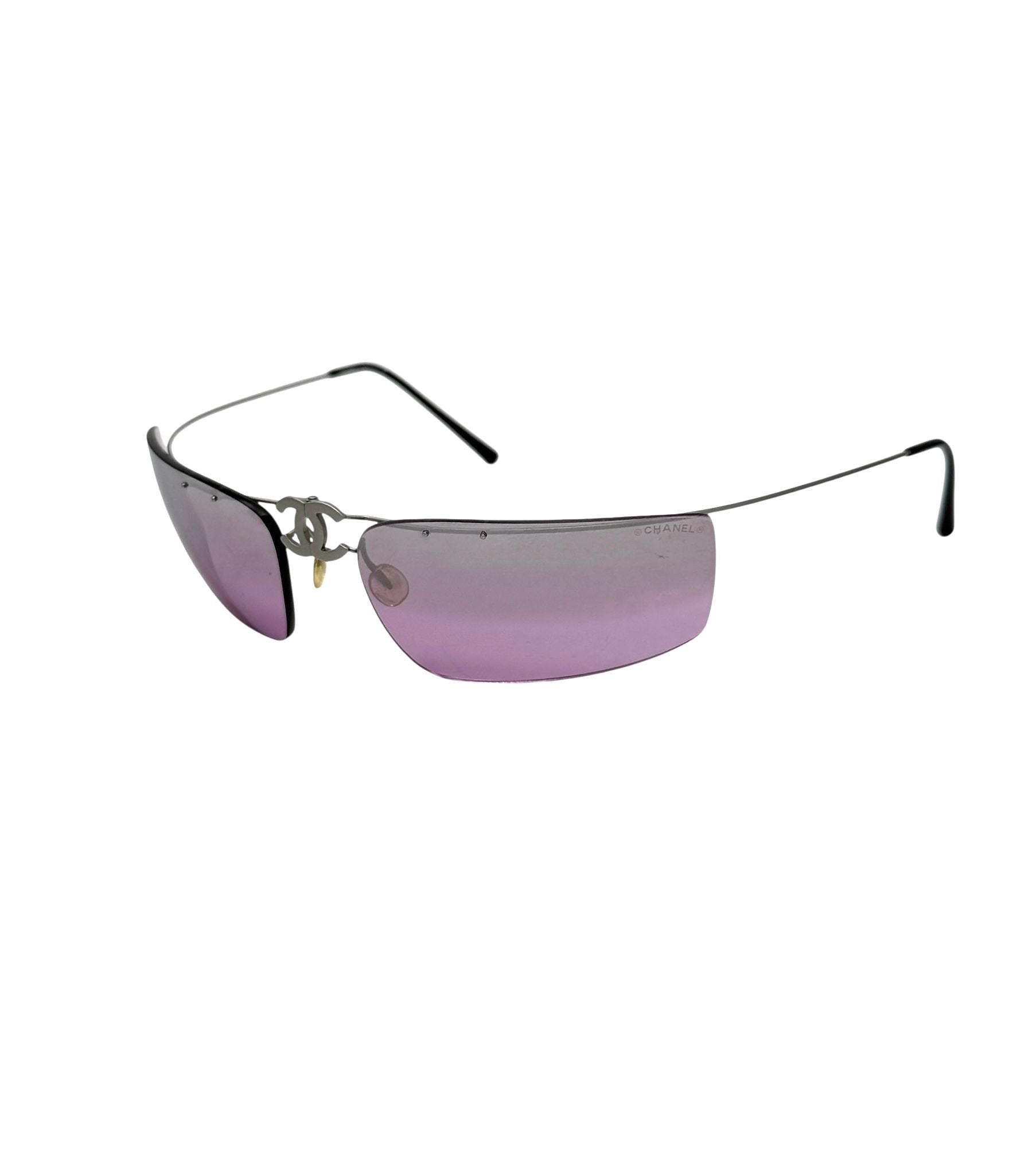 Chanel Purple Center Rimless Logo Sunglasses