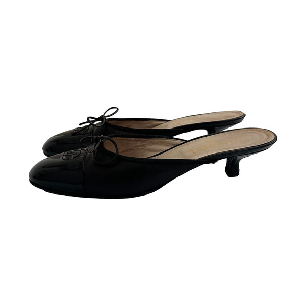 Chanel Black Logo Mules