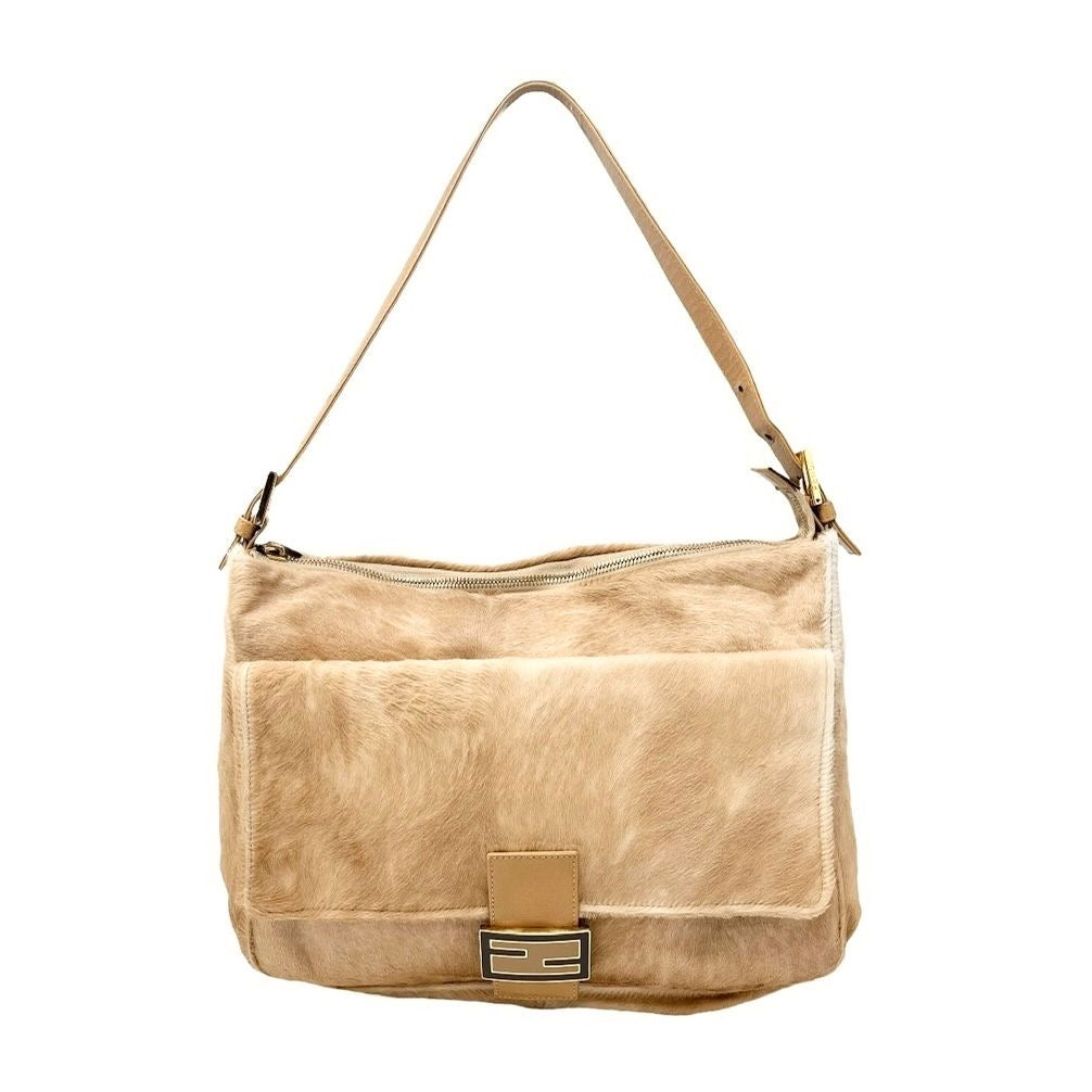 Fendi Tan Calf-Hair Shoulder Baguette Bag