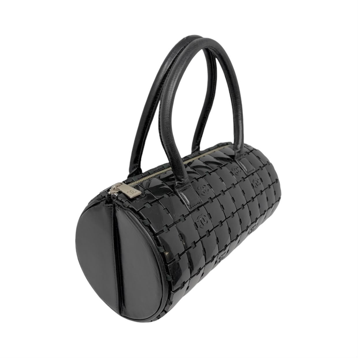 Chanel Black Logo Cylinder Puzzle Bag