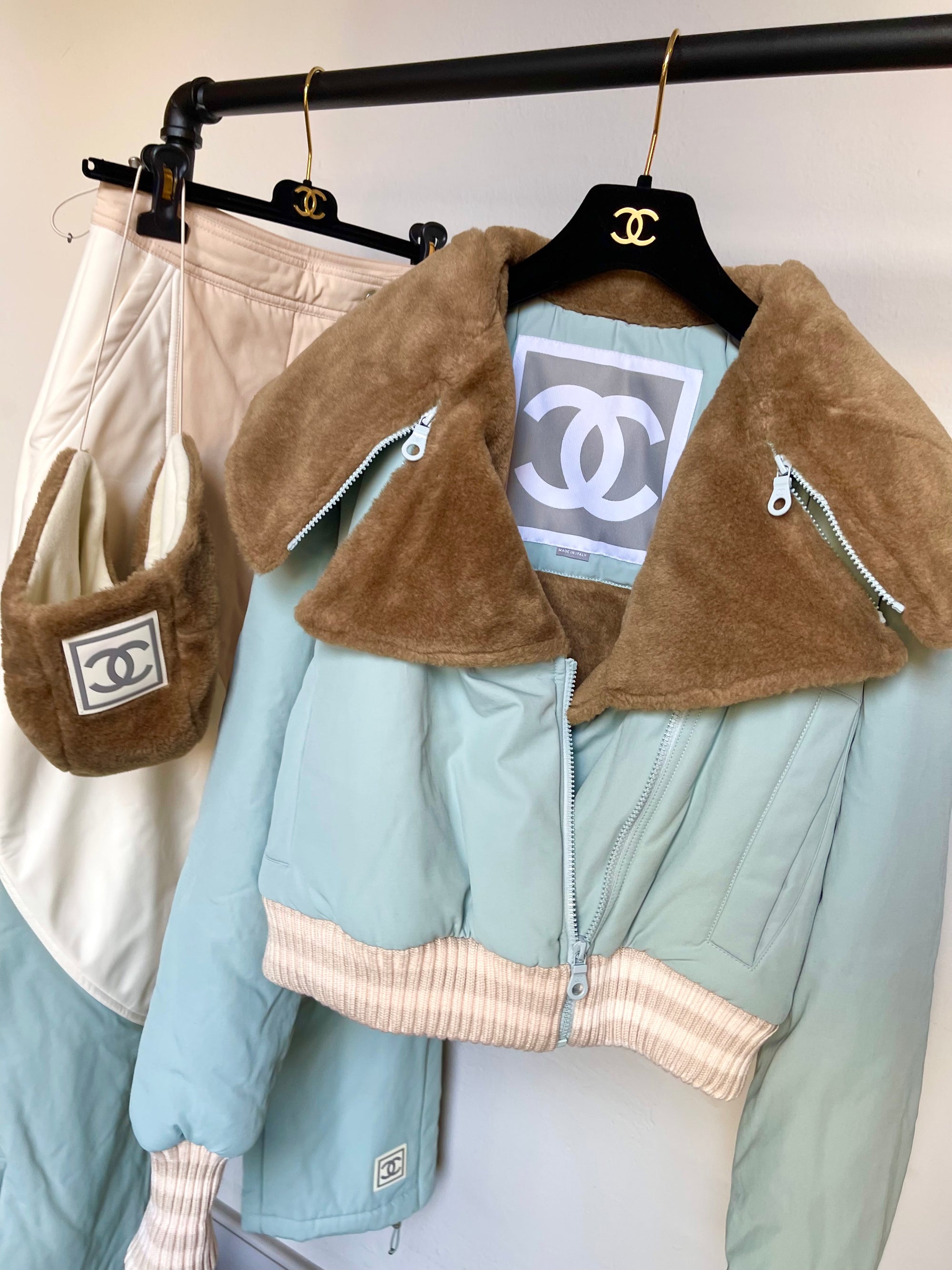 Chanel Baby Blue Cropped Winter Jacket