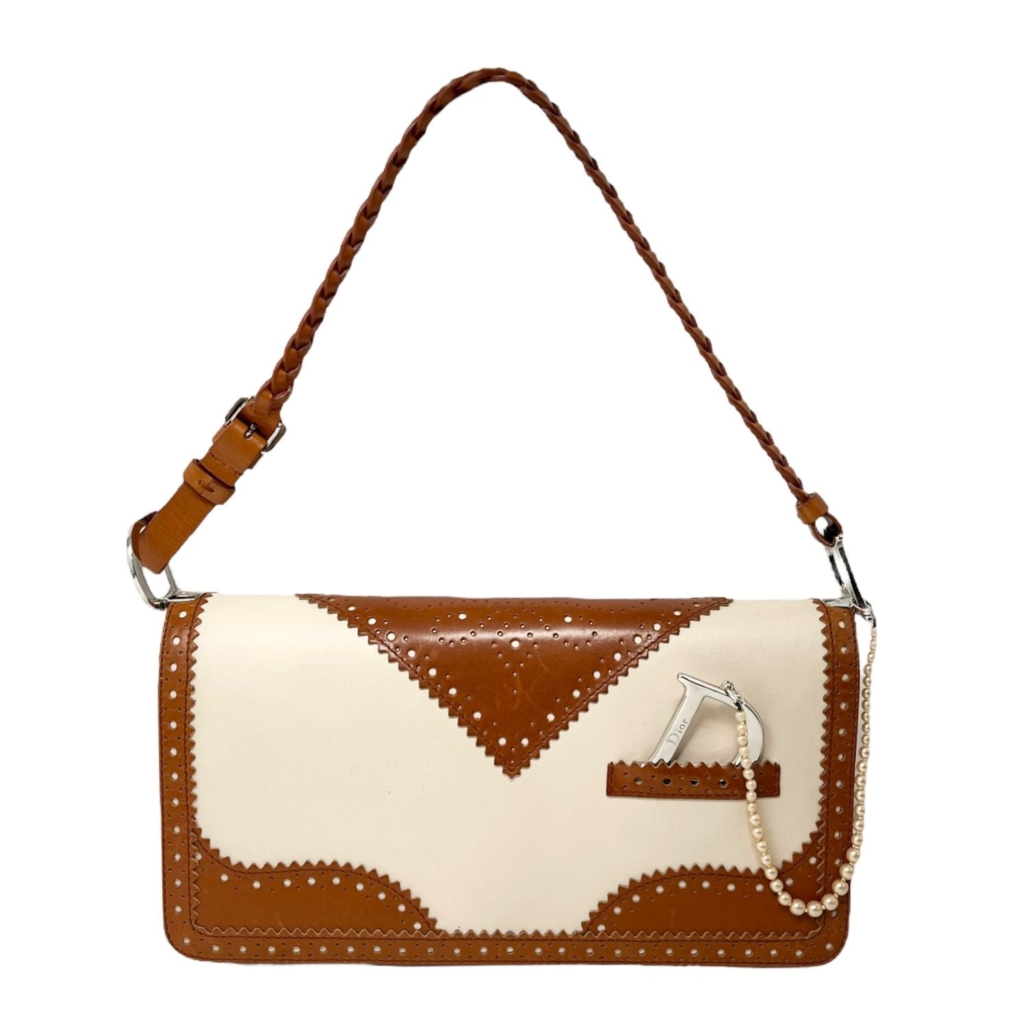 Dior Tan + Ivory Leather Shoulder Bag