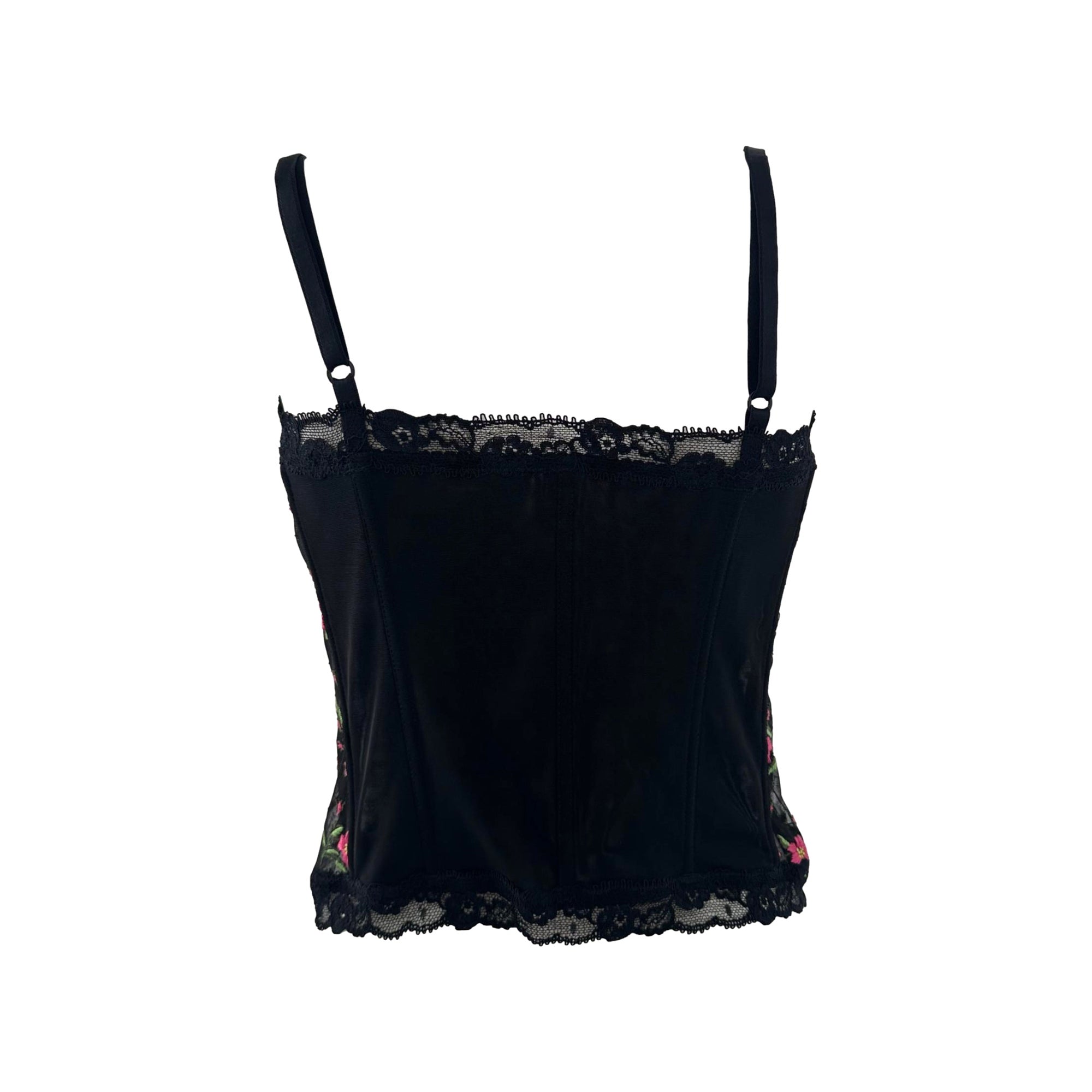 Moschino Black Floral Embroidered Corset