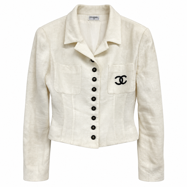 Chanel Ivory Logo Jacket