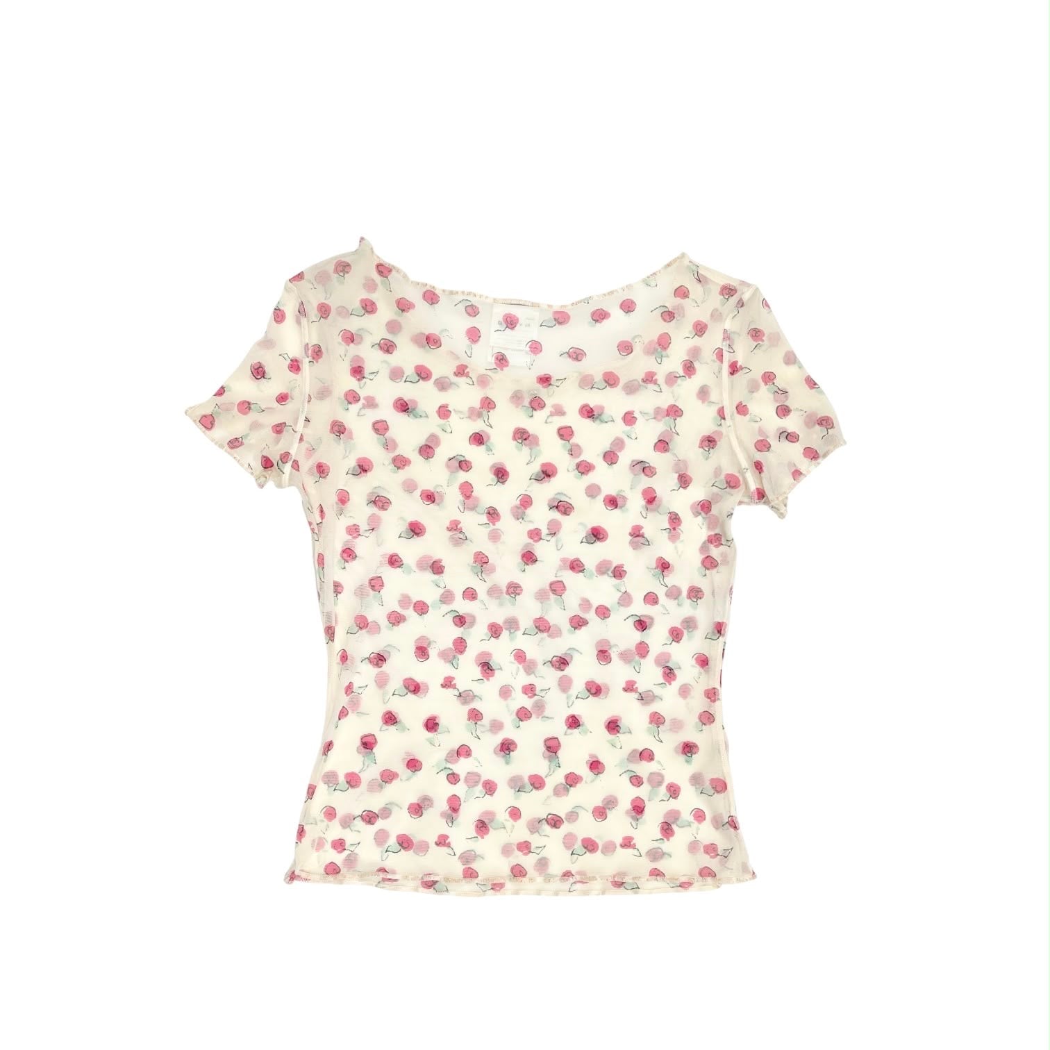 Chanel Cherry Logo Mesh Top