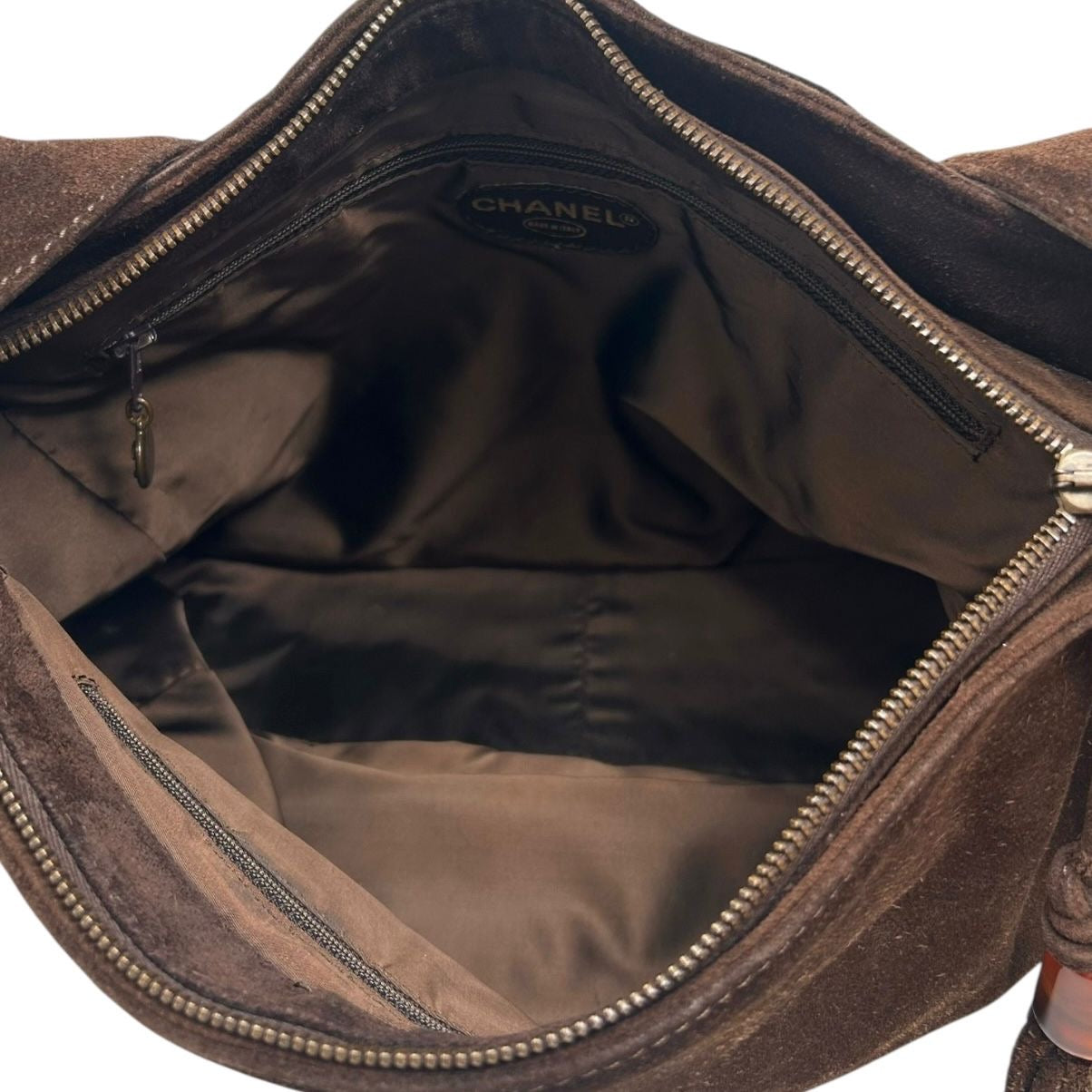 Chanel Brown Suede Crossbody Bag