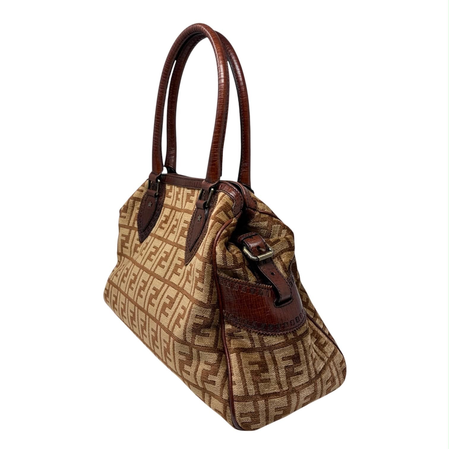 Fendi Brown Velour Shoulder Bag
