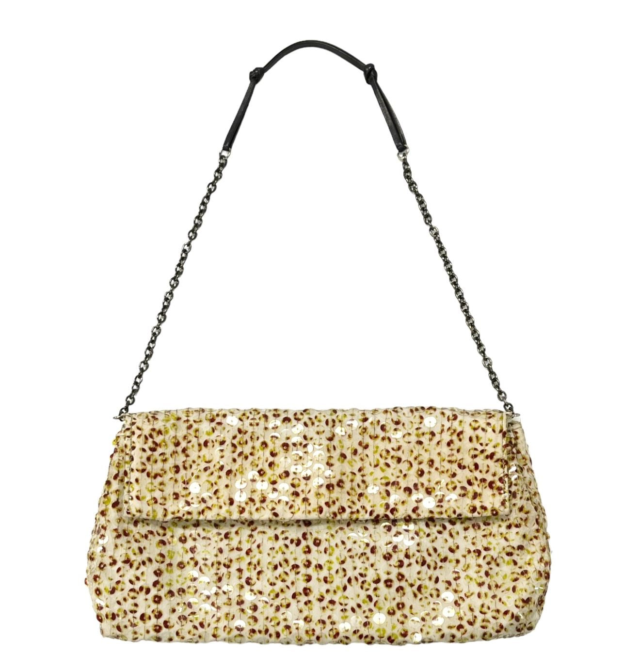 Prada Ivory Satin Sequin Shoulder Bag