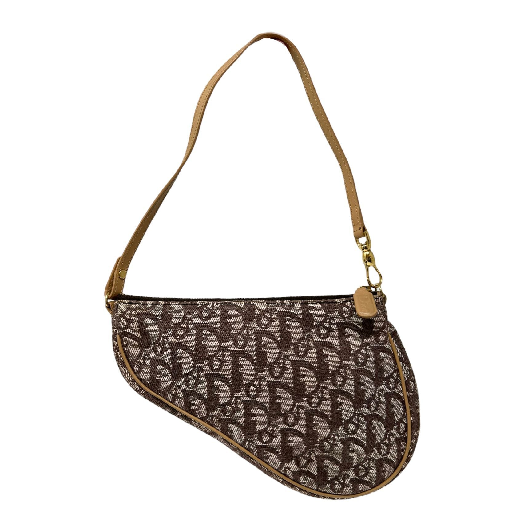 Dior Beige Logo Mini Saddle Bag